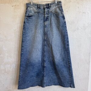 Free People Light Wash Denim Maxi Skirt